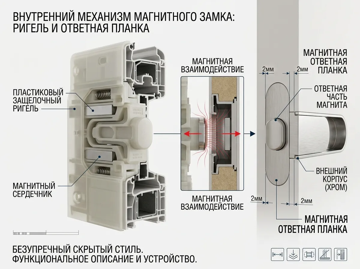 Магнитные замки и скрытые ручки