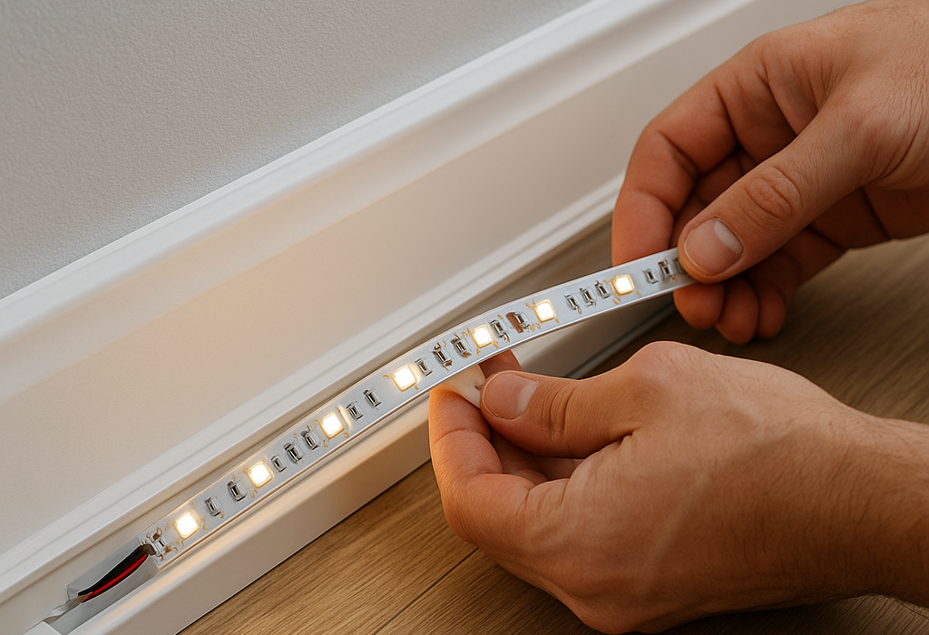 Как заменить сгоревшую LED-ленту в теневом плинтусе без демонтажа профиля