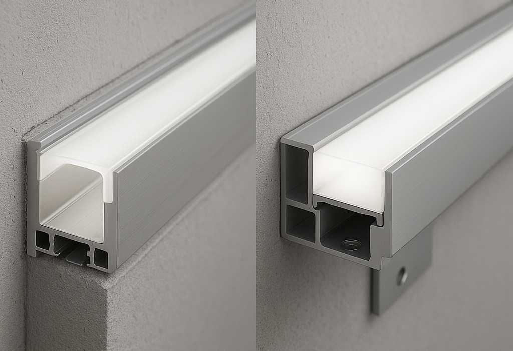 Врезной профиль под штукатурку vs Накладной LED-профиль: разница в монтаже
